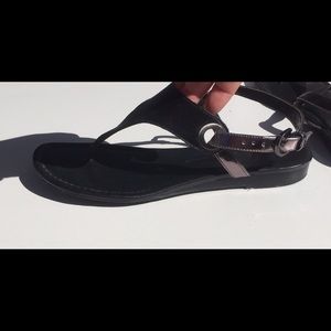 Franco Sarto Black & Silver Strappy Sandals Sz 8.5